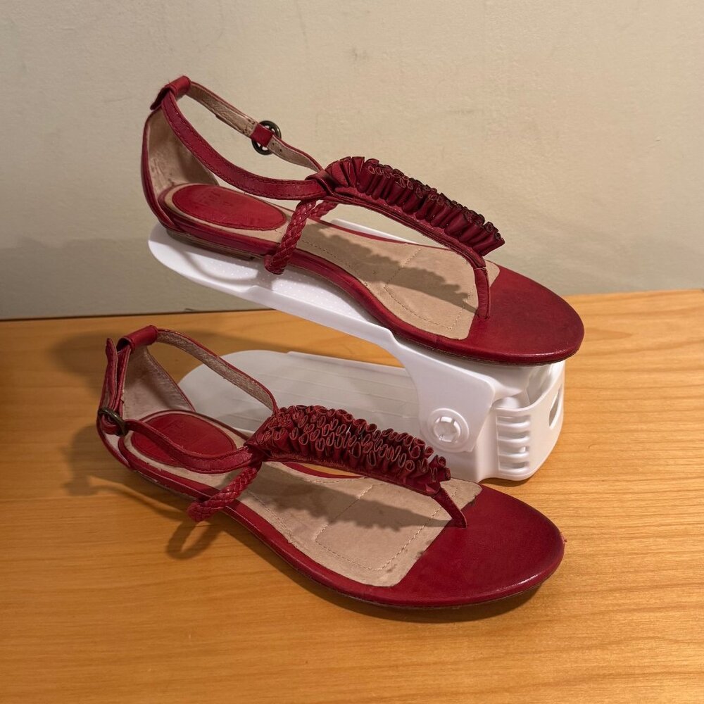 Frye Laurel Flower Red Leather Sandals Sz 8.5 M
